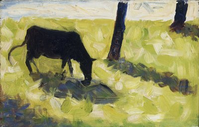 Black Cow in a Meadow by Georges Seurat